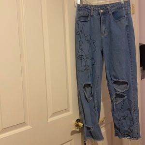 SHEIN Jeans With Rips and Designs